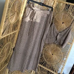 Tan and white polka dot pant/crop top set